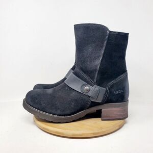 Taos Boots Womens 42 Craft Black Suede Zip Belted Comfort Biker Lug Moto Shoes